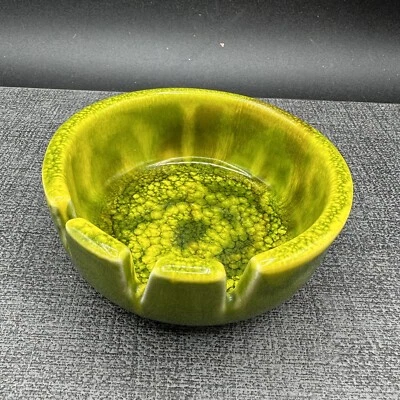 $34.95 • Buy Mid-Century California Original Ashtray Green Lava Drip Glaze 1960s Vtg Pottery
