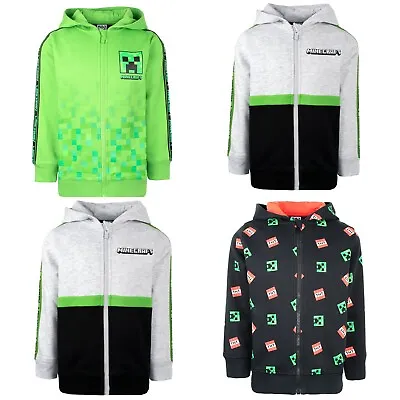 Minecraft Hoodie For Boys Zipped Cotton Sweatshirt Green Creeper Top • £19.99