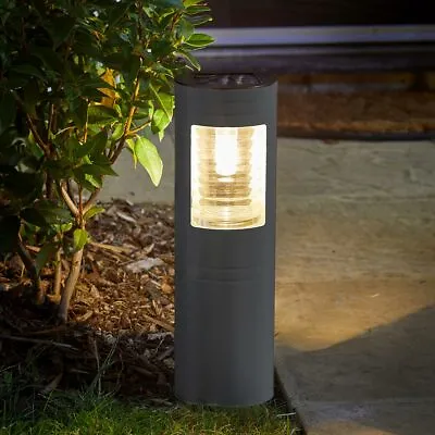 50cm Solar LED Metal Stake Post Bollard Outdoor Light | Garden Driveway Pathway • £24.99