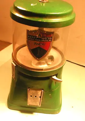 Vintage 1 Cent Vending Machine Green Glass & Cast Metal • $90