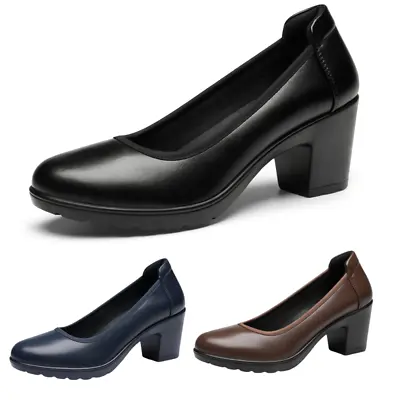 Dream Pairs Women Low Chunky Block Heel Round Toe Work Dress Comfort Pump Shoes • $27.99