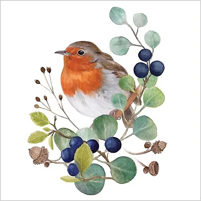 £1.40 • Buy 5 X COCKTAIL Napkin/3Ply/25cm/Decoupage/Birds/Robin On Berry Branch