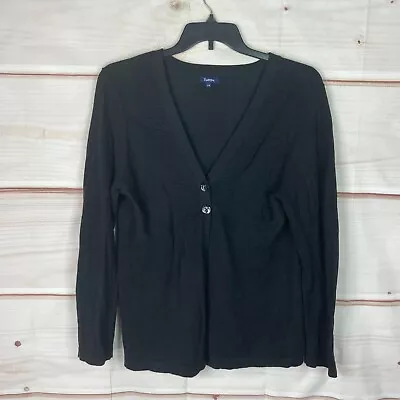 Reitmans Sweater Womens L Black Cardigan Long Sleeve Two Buttons V-Neck Solid • $16.99