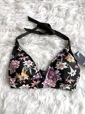 Womens M Bikini Top Green Floral Swimwear  - Mossimo /1 • $13.79