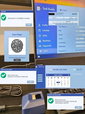 PIN/Biometric Finger Print Attendance Time Clock And Payroll Software $35/month • $420