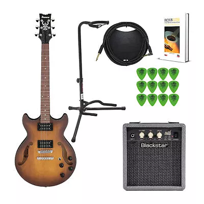 Ibanez AM Artcore 6 String Electric Guitar Tobacco Flat And Amp Bundle • $489.99