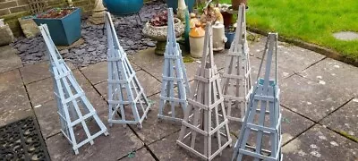 72cm Wooden Trellis Obelisk Square 21cm Pyramid Garden Plant Support Frame X6 • £40