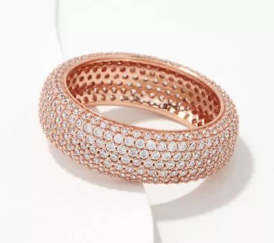 Diamonique Sterling Silver Roseclad Micro Pave CZ Eternity Band Ring Size 6 • $49.99