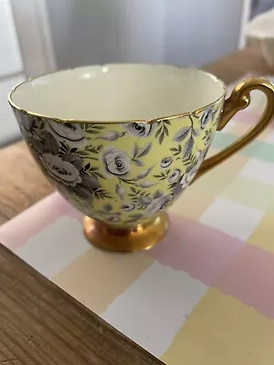 SHELLEY  YELLOW TAPESTRY ROSE  CHINTZ  * RIPON * Gold FOOTED  CUP Only 14125 • $59