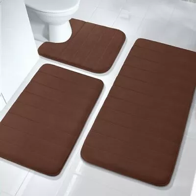 3 Pieces Memory Foam Bath Mat Sets 44.1x24 + 31.5x19.8 And U-Shaped For Bath... • $73.49