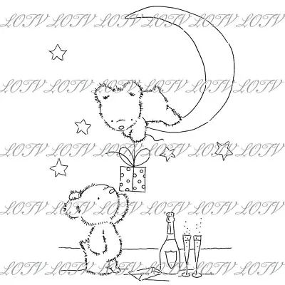 Teds In The Moonlight - Lili Of The Valley Unmounted Grey Rubber Stamp • £4.50