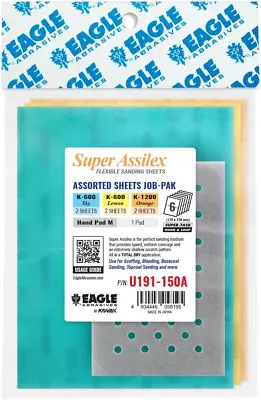 Super Assilex Flexible Sanding Sheets Job-PAK Assorted K600-K1200 U191-150A 6 • $33.35