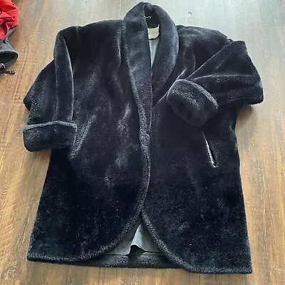 Vintage 70s Saks Fifth Avenue Black Fur Coat USA Made  Fits Xl • $70