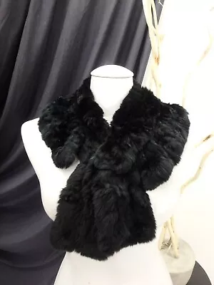 Knit Rabbit Real Fur Collar / Scarf Black For Winter Coat Jacket 45386 • $11.20