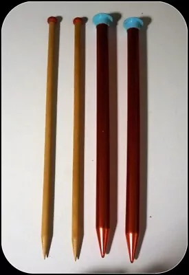 $7.99 • Buy 2 Sets (4) Large Used (1) Metal & (1) Wood Knitting Needles 14 Inch Long #N900