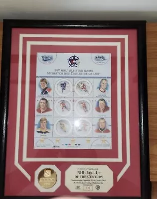 Framed NHL Line Up Of The Century Canadian Postal Stamp Sheet W/medallion • $5