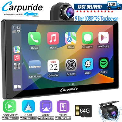 Carpuride 9 Inch Touchscreen Bluetooth Car Stereo Wireless Carplay Android Auto • $362.99
