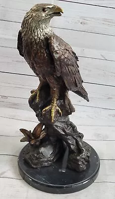 Large Reproduction Jules Moigniez Signed Eagle Bronze Sculpture Marble Base Sale • $349.65