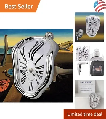 Artistic Melting Clock - Funny Gift - Creative Decorative Clock - Rome Silver • $27.99