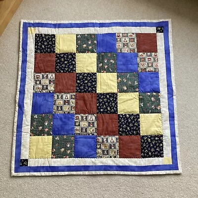 Small Patchwork Quilt  Multi Coloured Picnic/Lap/Cot  40”x40”Hand Made One Off • £25