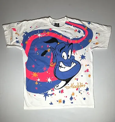 Vintage Disney Aladdin Genie All Over Print Shirt - AOP T-Shirt Tee XL Reprint • $84.82