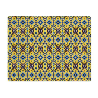 Placemat Blue Yellow Light Dark Royal Powder Mexican Beaded Print Table Setting • $29.95