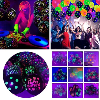 100PCS Neon Balloons 12inch Latex Balloons Glow In UV Light Birthday Party Decor • $23.88