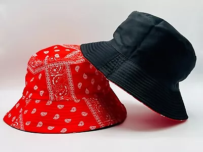 Bandanna Paisley Bucket Hat Cap Double-sided Army Dessert Cam Cap Unisex Cotton • $6.59