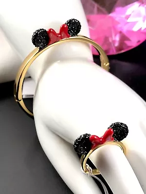 Nwt Kate Spade Disney Gold-tone Minnie Mouse Bangle Bracelet Size 7 Ring Set • $299.95