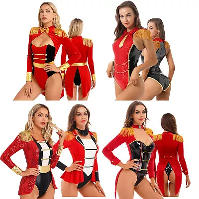 Women Tailcoat Circus Ringmaster Costume Trainer Ringleader Fancy Dress Jumpsuit • $31.34