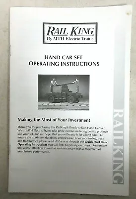 MTH RailKing Hand Car Set Operating Instructions Model Train Railway Booklet • $9.99