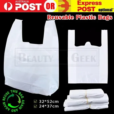 BULK Reusable Heavy Duty Plastic Singlet Carry Grocery Shopping Checkout Bags AU • $73.99