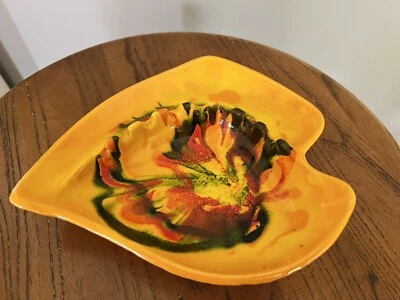 $11 • Buy Vintage California Pottery Cal Orig # 2901 Ashtray USA Orange Red Green Yellow