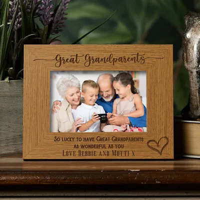 £12.45 • Buy Personalised Great Grandparents Love Heart Landscape Photo Frame Gift FW656