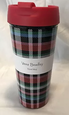 Vera Bradley Travel Mug Ribbons Plaid 16 Ounce (new) Orginally 16.95 • $8.99