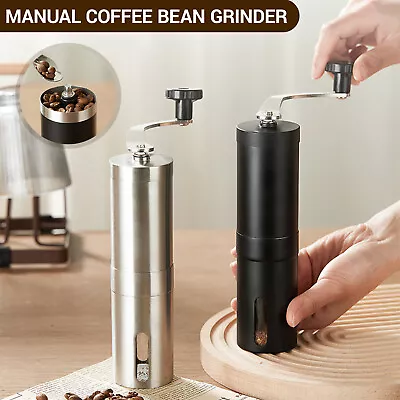 Manual Coffee Grinder Burr Hand Bean Spice Stainless Steel Adjustable Coarseness • $22.99
