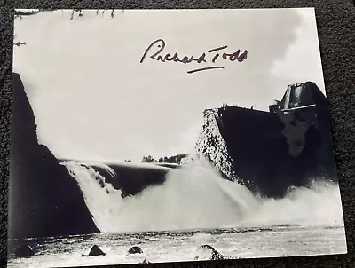 Richard Todd Signed Breached Dam Photo As Dambuster Guy Gibson VC 617 Sqn WW2 • £9.99