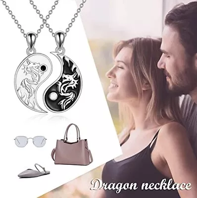 Mens Stainless Steel Protection Amulet Dragon Yin Ying Yang Pendant Necklace AU • $2.92