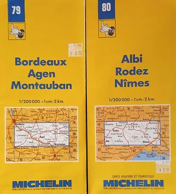 Michelin French Road Maps Set Of 2: Numbers 79 & 80 (Scale 1 : 200000). • $8.95