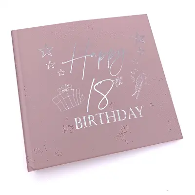 18th Birthday Gift For Her Pink Photo Album With Silver Present Script • £15.99