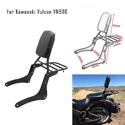 Backrest Sissy Bar + Luggage Rack Pad Cushion For Kawasaki Vulcan 900 VN900 All • $87.50