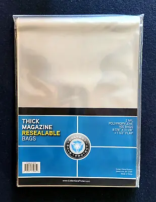 100 Thick Magazine Sleeves Resealable Plastic Storage Bags 8 7/8  X 11 1/8  • $15.99