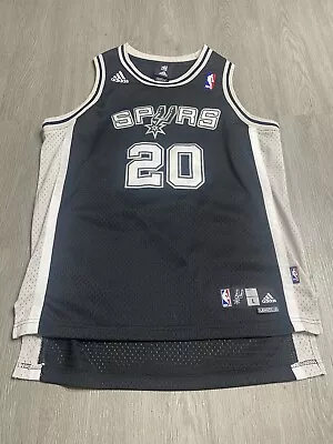 San Antonio Spurs Addias Jersey #20 Manu Ginobili Boys Size Large Black NBA • $39.99