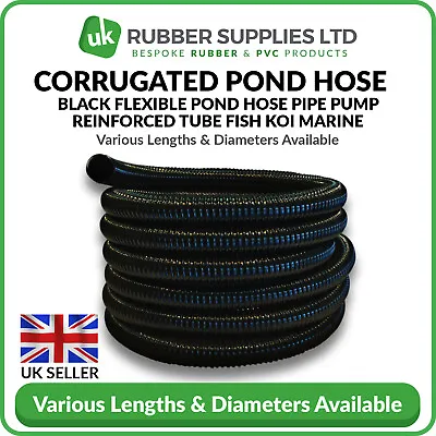 Black Corrugated Flexible Pond Hose Pipe Pump Reinforced Tube Fish Koi Marine ND • £19.10