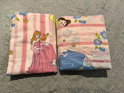 Disney Princess Stripped TWIN 2 Pc Sheet Set -Fitted And Flat 2007 • $30