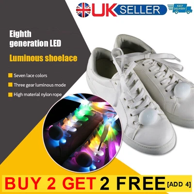 £6.99 • Buy LED Shoe Laces Flash Light Up Colours Glow Flashing Shoelaces Cool Party