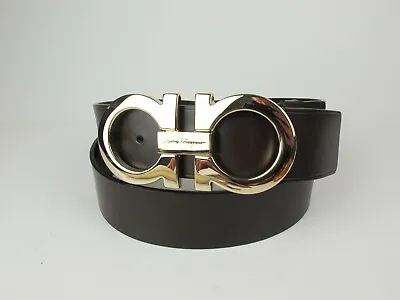 Salvatore Ferragamo Brown Calf W/ New Gancio Buckle Belt 36 • $477.92