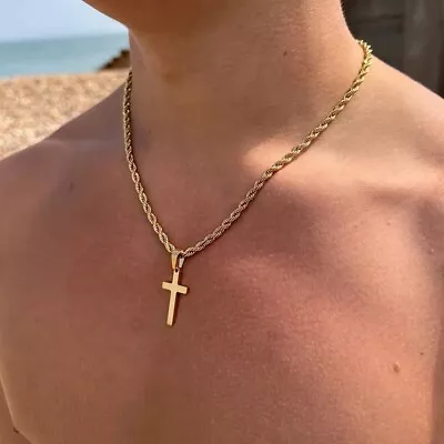 Cross Chain Necklace Gold Cross Pendant Necklace For Men And Women  • £7.99