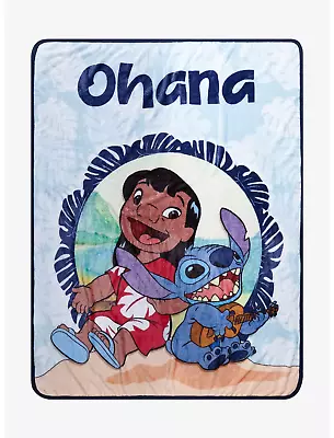 Disney Lilo & Stitch OHANA Throw Blanket NEW • $39.95