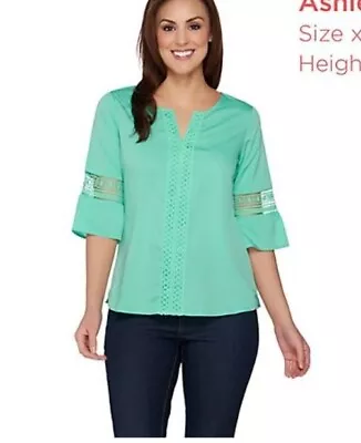 Very Cute ! C. Wonder Flutter Sleeve Tunic Top In Minty Green Sz M New!  • $12.95